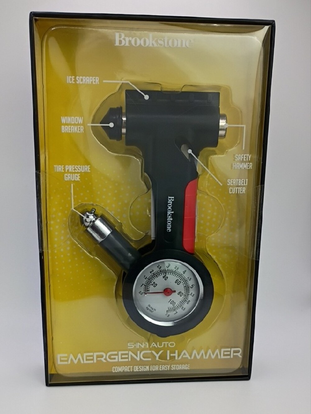Brookstone Black and Red 5-in-1 Auto Emergency Hammer